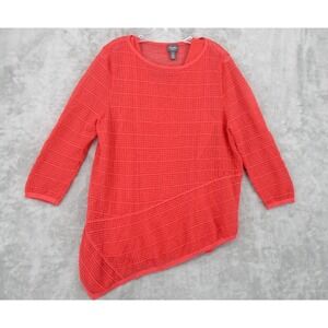 Chicos Sweater 3 US XL Travelers Asymmetric Hem Tank Slinky Knit Beach Resort